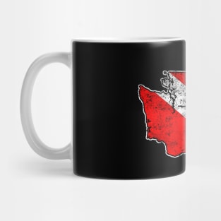 Vintage Dive Washington Scuba Diving State Map Dive Flag Distressed Mug